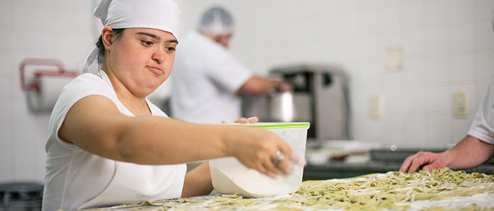 Person with a disability baking