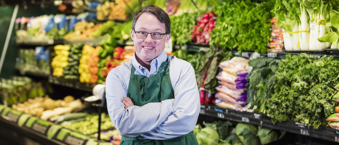 Person with a disability at supermarket